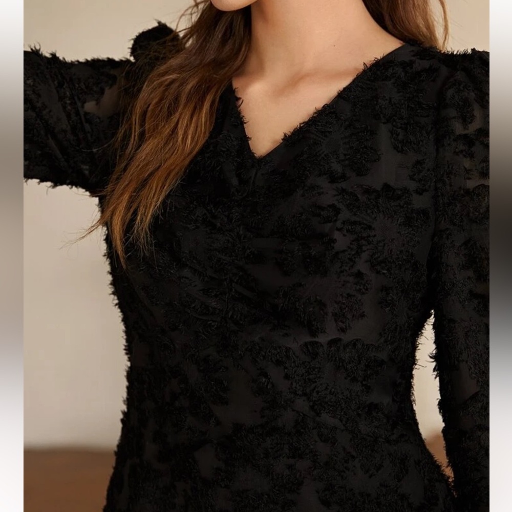 Elegant Black Textured Dress